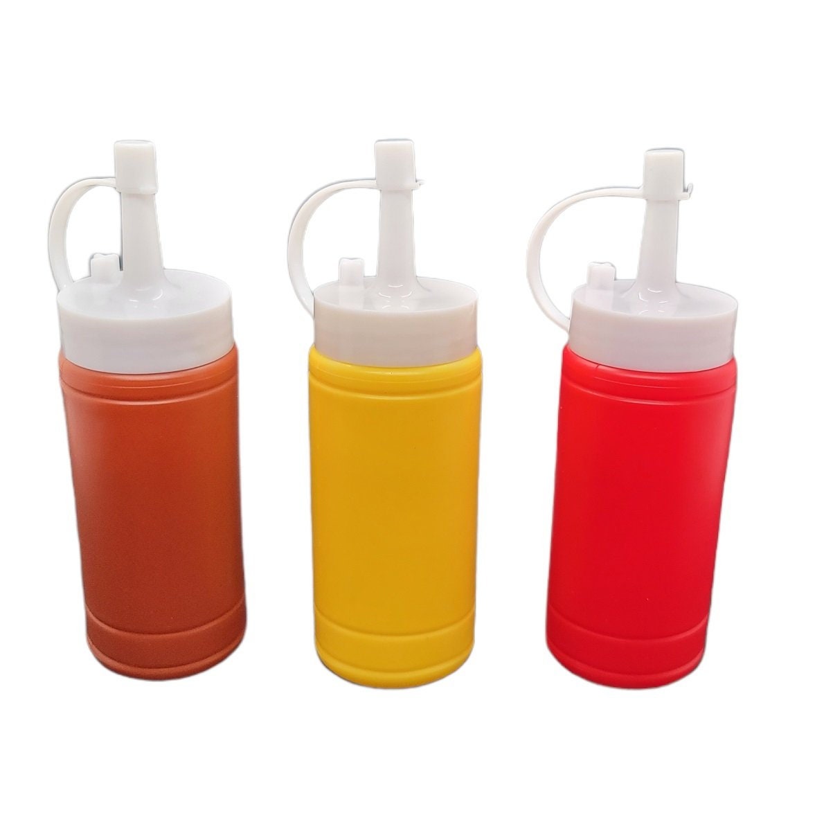 kelkaa 2oz HDPE Plastic Squeeze Bottles with Red Yorker Caps (Pack of