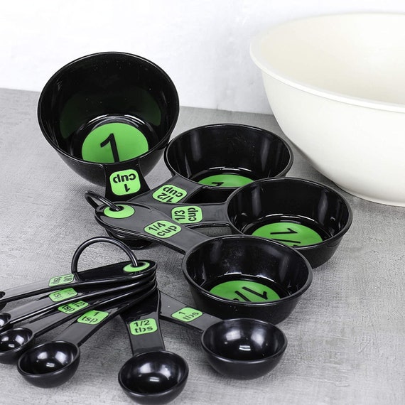 Chef Craft 10 Piece Easy Read Measuring Cups & Spoons Set Black / Green 