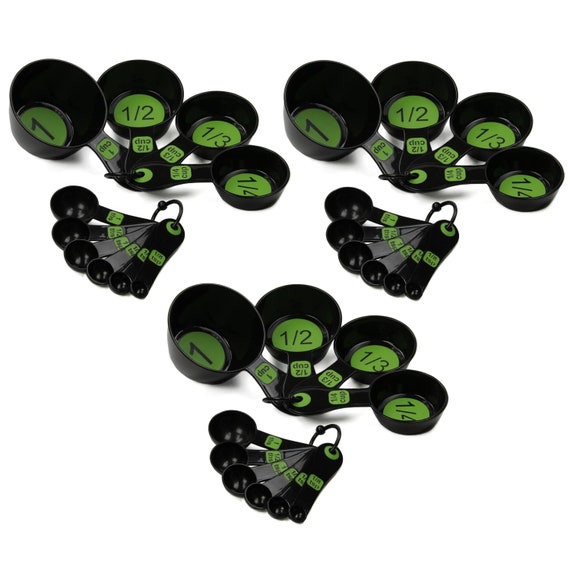 Chef Craft 10 Piece Easy Read Measuring Cups & Spoons Set Black / Green 