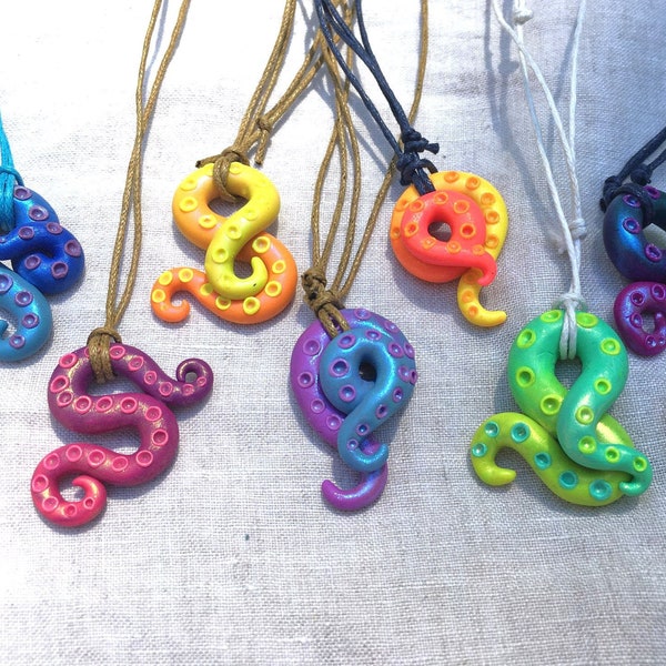 Rainbow Calamari Pendant Necklace