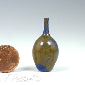 Objet D'art Miniature by Van T Potter Porcelain Pottery Vase Small scale ceramics wheel thrown mini 1/12 scale glazed OOAK pottery