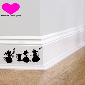 Cinderella 3 sewing mice vinyl sticker Decal mouse hole Skirting Board
