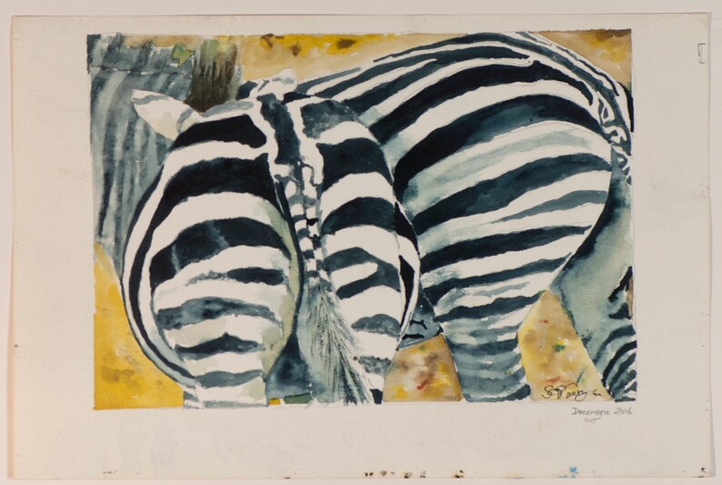 Zebras Zebra Butts Wildlife Africa Safari Original Watercolor Etsy