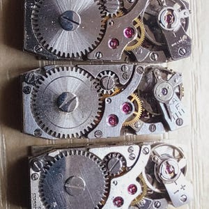 Vintage Swiss 62 pcs rectangular 13-15 mm Vintage Mechanisms womans Watch Parts Movement STEAMPUNK Arts image 7