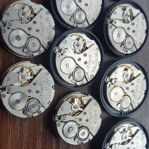 9 st mekanismer Poljot 17 juveler Vintage sovjetisk klocka delar 26 mm runt URVERK STEAMPUNK Arts Parts bild 4