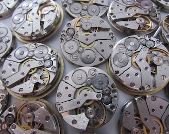 40 Stück SLAVA UdSSR Mechanismen Vintage Sowjetische Uhrenteile 25 mm rundES UHRWERK STEAMPUNK Arts