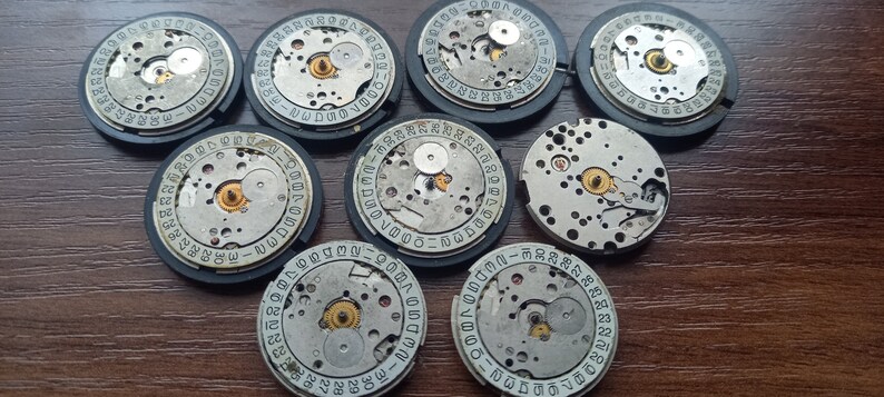 9 st mekanismer Poljot 17 juveler Vintage sovjetisk klocka delar 26 mm runt URVERK STEAMPUNK Arts Parts bild 2