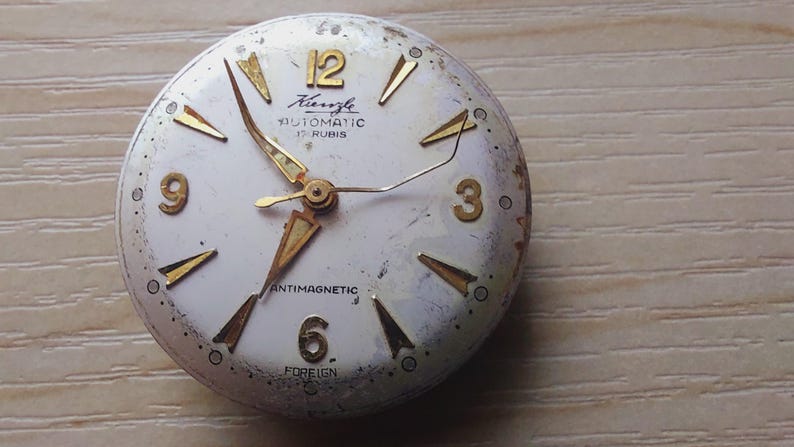 Kienzle automatiska vintage tyska urverk med urtavla - 30 mm mekanismer bild 3