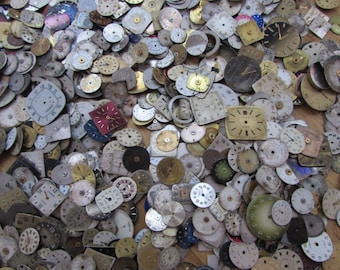 Vintage 100 pieces. Watch Face Dials 16-20 mm round Square From Old Watch Parts,USSR For Steampunk Altered Art Gear, Repair ScrapBooking