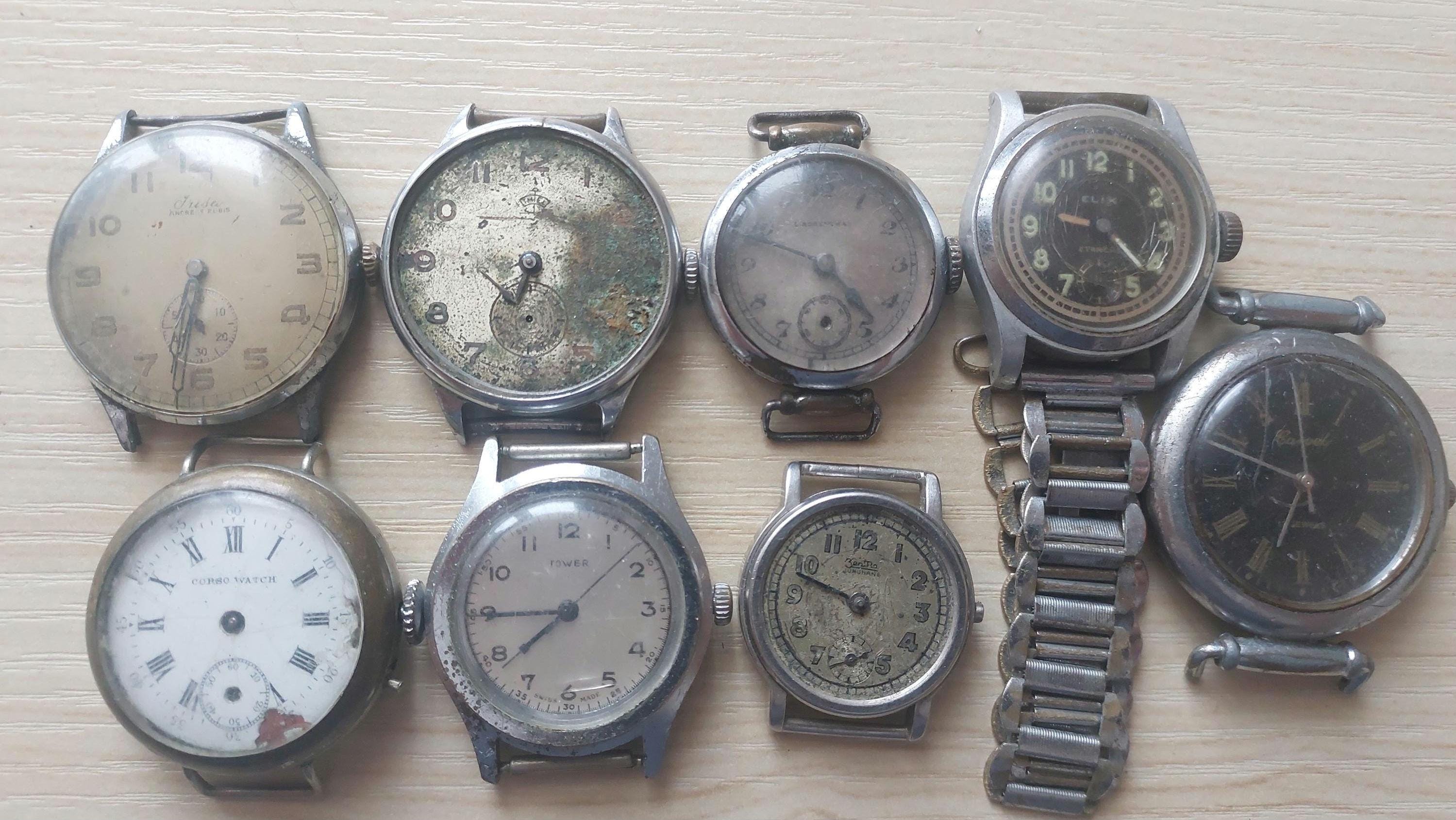Militaria Vintage wrist Watches 8 pcs swiss /germany 1920-1940