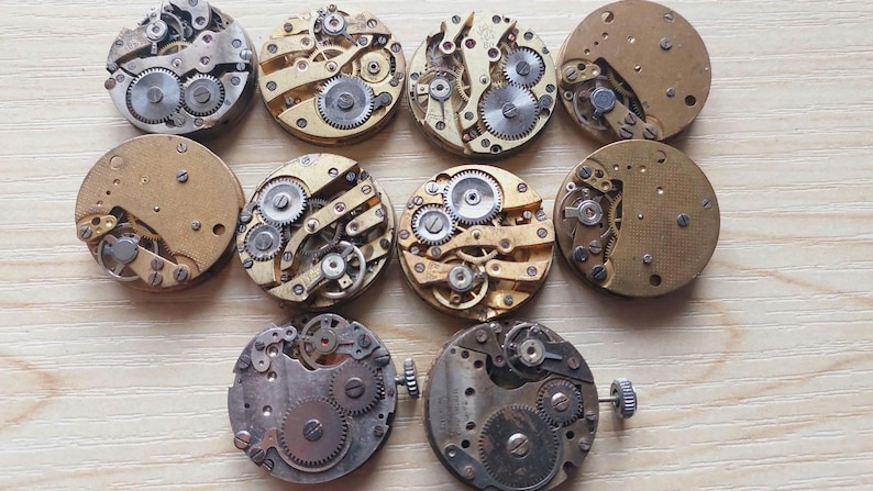 Vintage military Germany /Swiss 10 pcs round Mechanisms womans Watch Parts Movement image 1