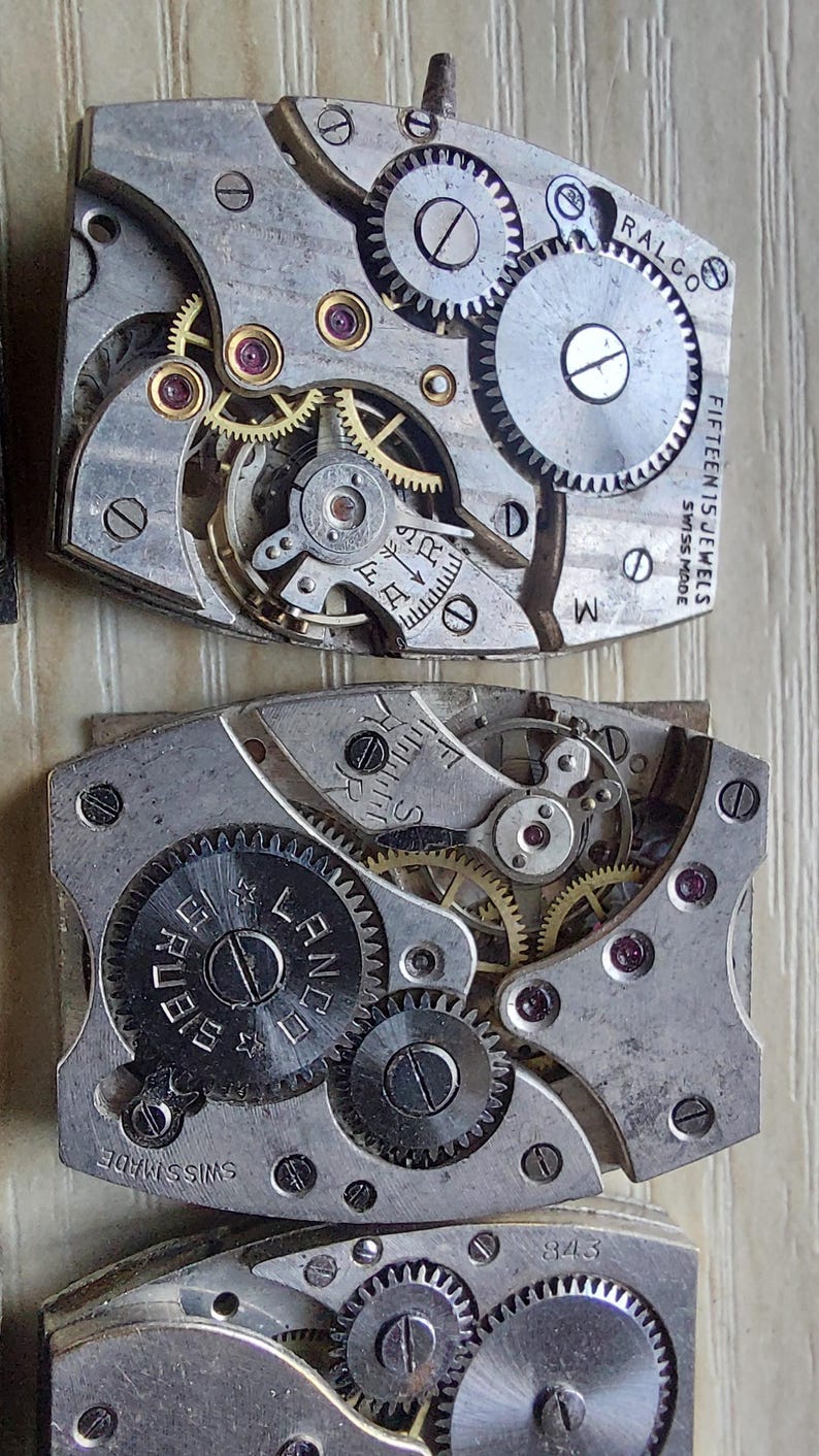 Mécanismes de montre vintage militaires allemands/suisses (10 pièces) - Mouvement - Style steampunk image 5