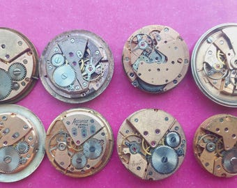 Orologio vintage da 8 pezzi svizzero Lanco-Rotor, Accurist placcato oro rosa, movimenti, meccanismi, orologi da polso da uomo