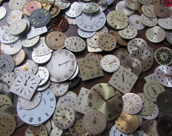 Vintage 1000 pieces. Little Watch Face Dials, From Old Watch Parts, & Dials For Steampunk Altered Art Gear, Repair, or ScrapBooking
