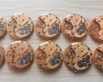 10 Pcs Luch 2209 USSR Mechanisms 22 mm round golden yellow MEN'S Watch movements art Steampunk