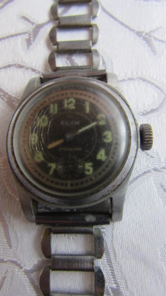 RARE ELIX Etanche Militaria 1930-1940 Vintage Men's Wrist Watches Swiss