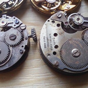 Vintage military Germany /Swiss 10 pcs round Mechanisms womans Watch Parts Movement image 8