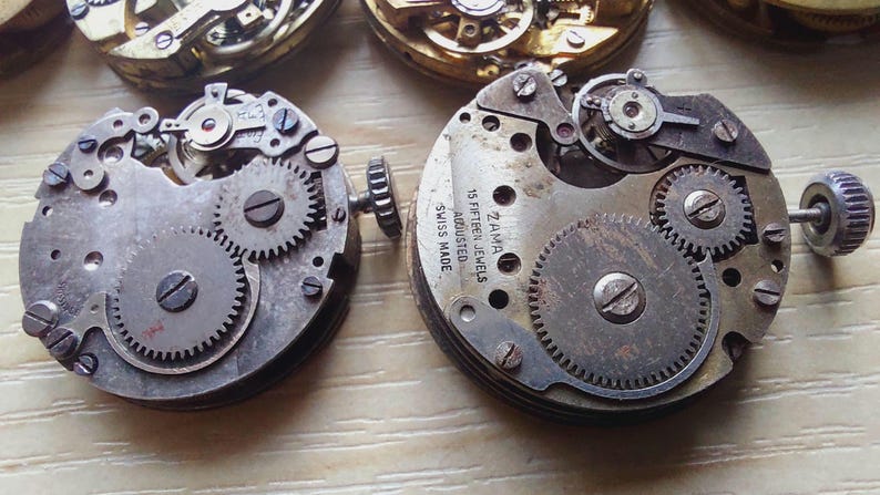Vintage military Germany /Swiss 10 pcs round Mechanisms womans Watch Parts Movement image 8