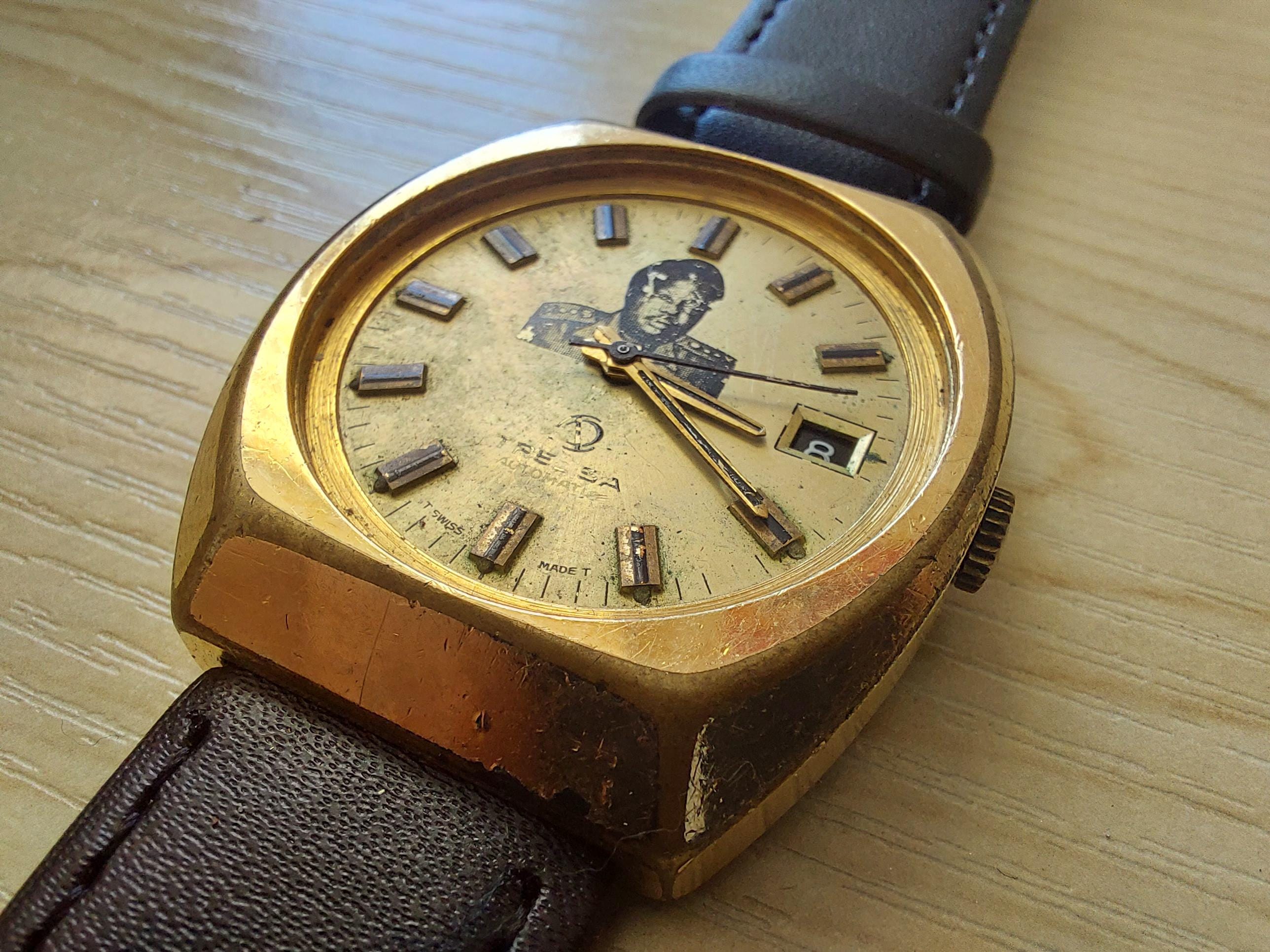 TRESSA Swiss Vintage MEN'S Wrist Watch Goldplated Automatic Work
