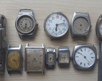 Militaria Vintage wrist Watches 10 pcs swiss /germany 1920-1940