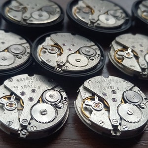 9 st mekanismer Poljot 17 juveler Vintage sovjetisk klocka delar 26 mm runt URVERK STEAMPUNK Arts Parts bild 3