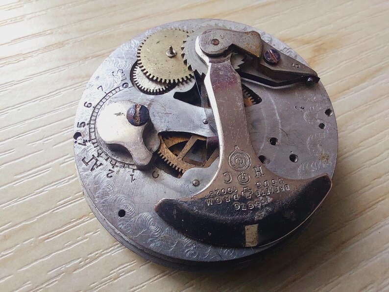 Vintage METER HC 39 mm Fickur Mekanismer Urdelar Urverk STEAMPUNK Konst bild 2