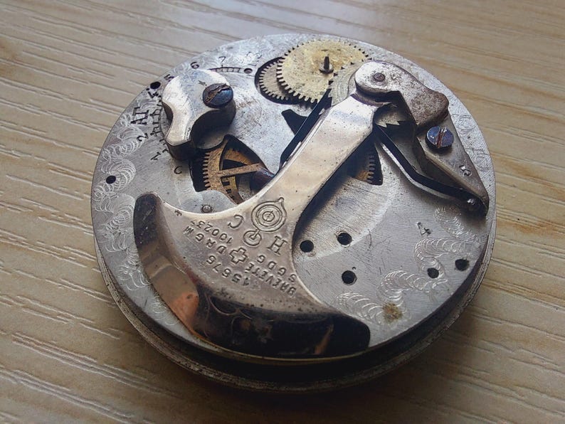 Vintage METER HC 39 mm Fickur Mekanismer Urdelar Urverk STEAMPUNK Konst bild 4