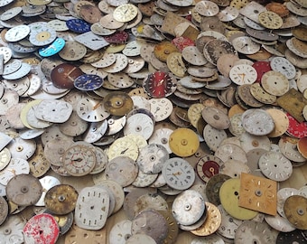 Vintage 100 pieces. Watch Face Dials 16 mm round From Old Watch Parts,USSR For Steampunk Altered Art Gear, Repair ScrapBooking