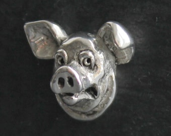Pig pin badge, handmade in pewter by SJH Designs