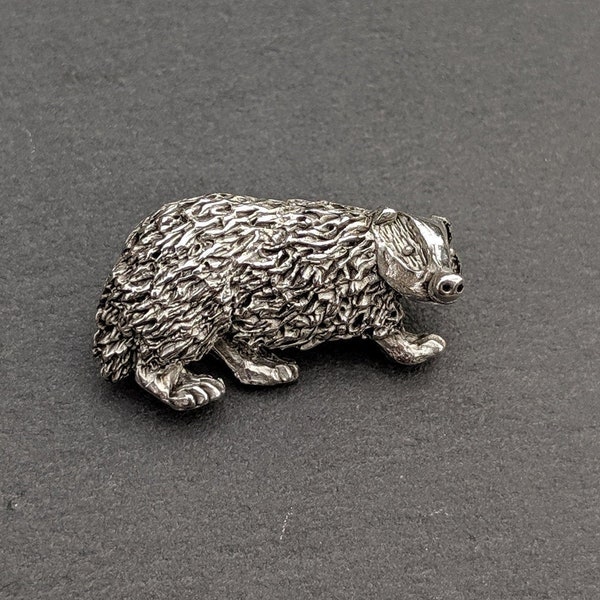 Badger Tie Pin, Lapel pin, animal Brooch, pin badge, small gift accessory, wildlife pin. Designed and handmade in Scotland by SJH Designs