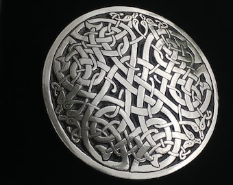 Celtic Brooch, Celtic Jewelry, celtic Knot, large brooch, Inspired by The Book of Kells, Made in pewter, Designed and handmade in Scotland