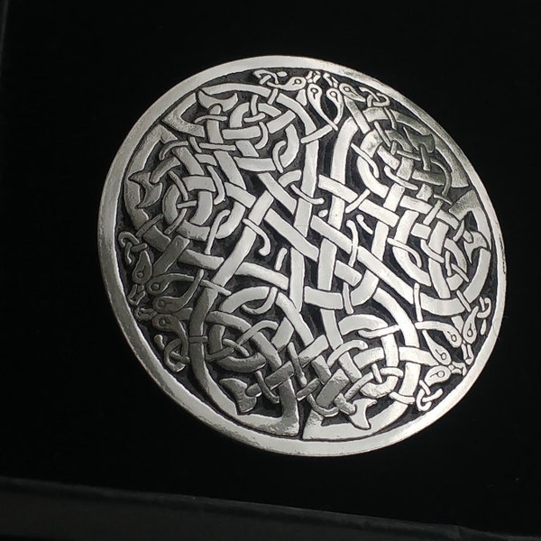 Celtic Brooch, Celtic Jewelry, celtic Knot, large brooch, Inspired by The Book of Kells, Made in pewter, Designed and handmade in Scotland