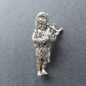 Scottish Bagpiper pewter pin / mens lapel pin / Handmade and Designed in Scotland by SJH Designs image 1