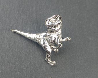 Tyrannosaurus Rex Dinosaur pin, T Rex Jewellery, Brooch, Gift, Tie Tack, Pewter pin badge, Handmade and Designed in Scotland by SJH Designs