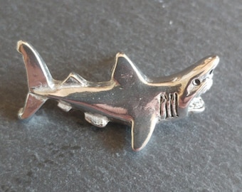 Shark Lapel pin / Tie Pin / Pins / Brooch / Pin Badge / fishing / Sea fishing / Usher / fathers day fishing / mens lapel pin /  SJH Designs