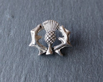 Scottish Thistle Pewter Brooch: Groomsmen Gift, Tie Pin