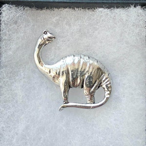 Dinosaur pin / Brontosaurus pin / pewter pin badge / great alternative / gift for him / animal jewelry / cool cute pin tie birthday Gift image 1