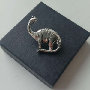 Dinosaur pin / Brontosaurus pin / pewter pin badge / great alternative / gift for him / animal jewelry / cool cute pin tie birthday Gift image 3