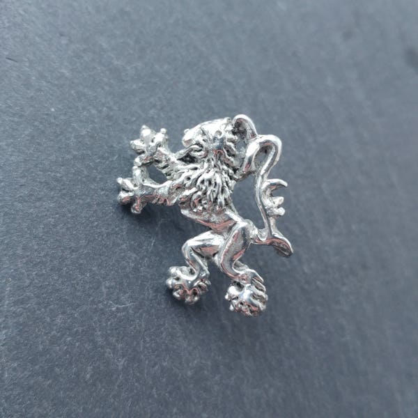 Lion Rampant lapel pin, lion Lapel Pin men, wedding Scottish jewellery, Tie tack gift, Handmade and Designed in Scotland by SJH Designs