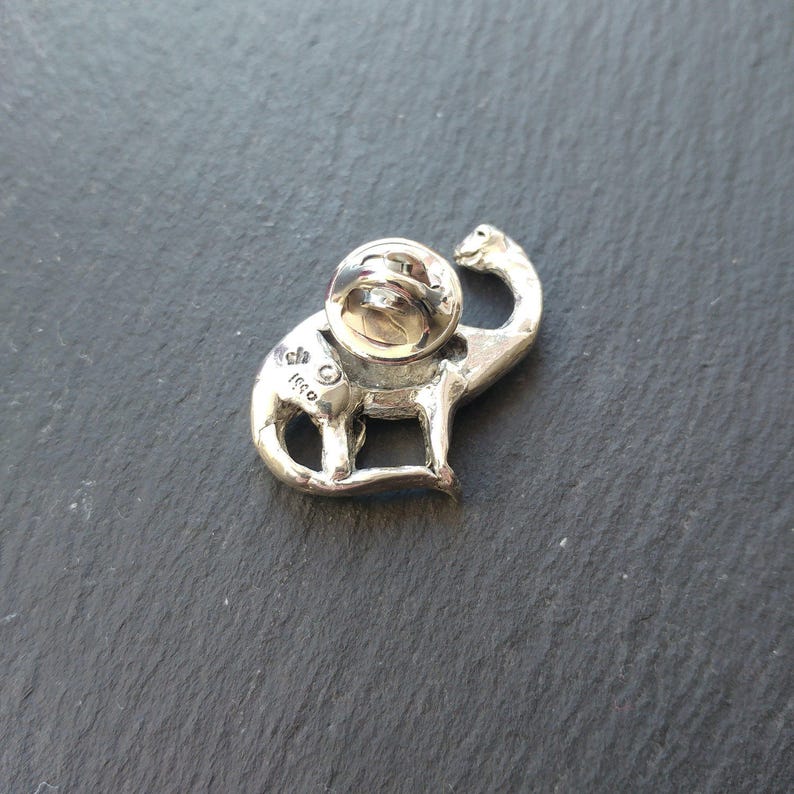 Dinosaur pin / Brontosaurus pin / pewter pin badge / great alternative / gift for him / animal jewelry / cool cute pin tie birthday Gift image 4