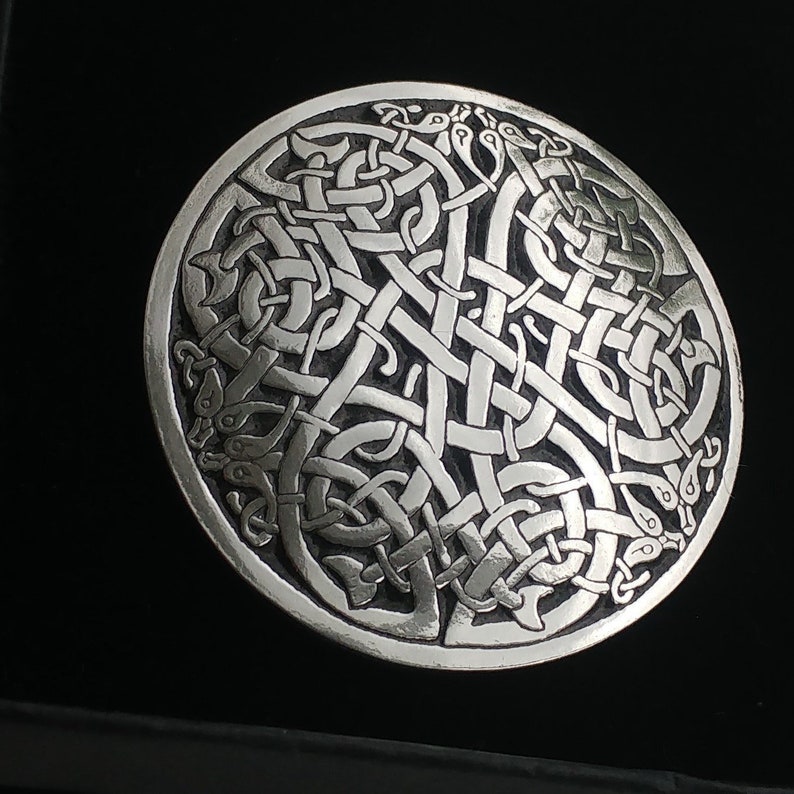 Celtic Brooch, Celtic Jewelry, celtic Knot, large brooch, Inspired by The Book of Kells, Made in pewter, Designed and handmade in Scotland image 1