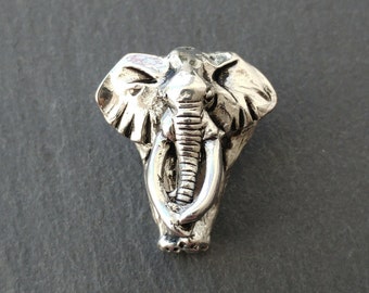 Elephant Brooch lapel pin / Tie Pin / Elephant Jewelry / Elephant Gift / Silver Animal Pin / badge Handmade in Pewter by SJH Designs