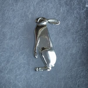 Hare Brooch / Rabbit brooch / woodland Animal jewelry / pin badge / lapel pin / tie pin / rabbit jewellery / moon gaze / pewter hare image 1