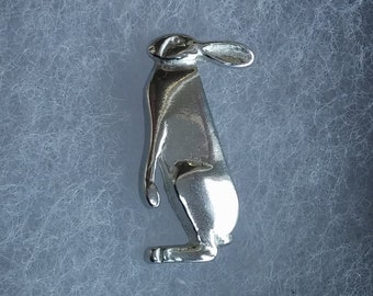 Hare Brooch / Rabbit brooch / woodland Animal jewelry / pin badge / lapel pin / tie pin / rabbit jewellery / moon gaze / pewter hare