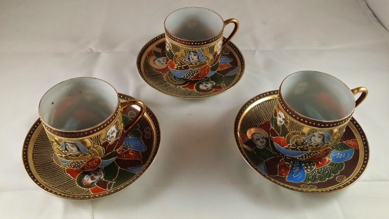 Rare Antique Japanese Satsuma Tea Set Teapot Sugar Bowl Etsy