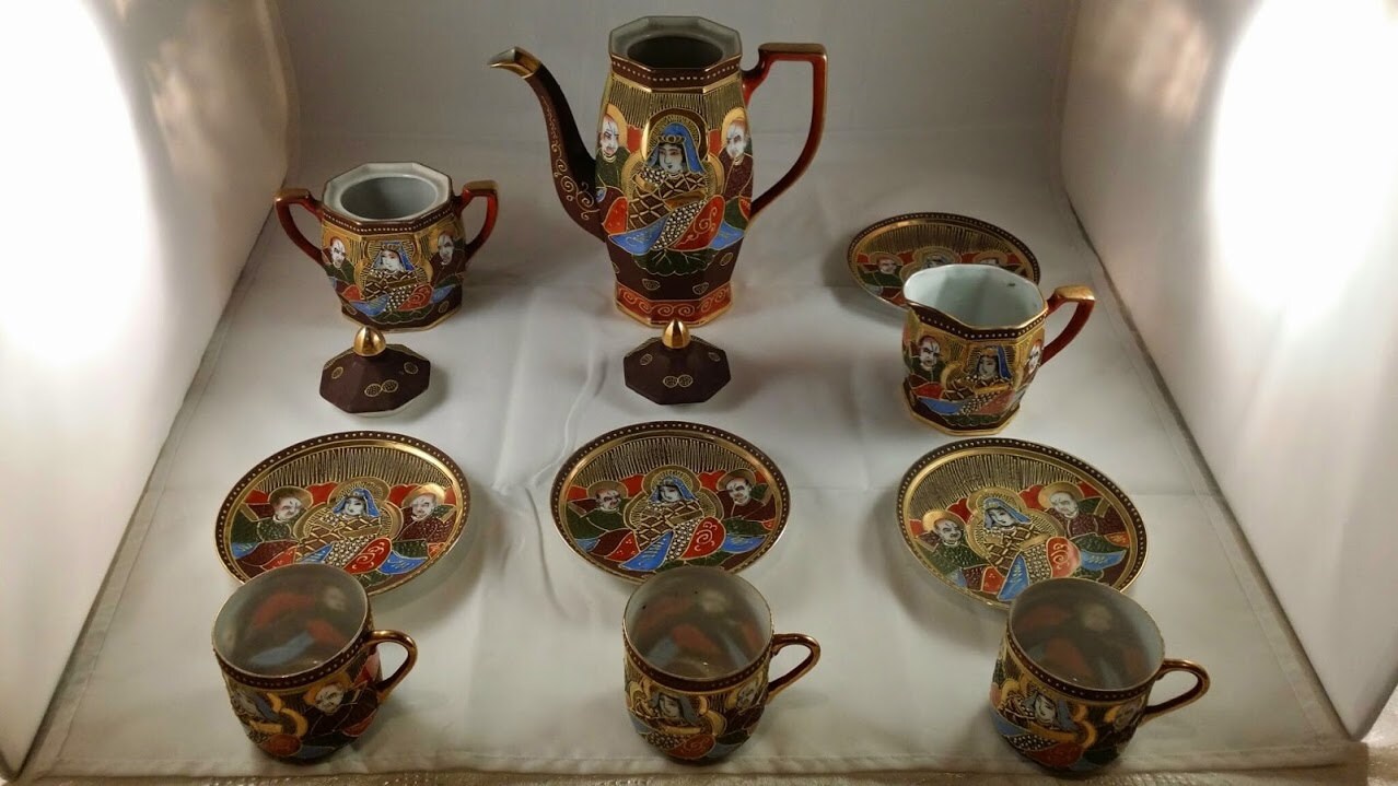 Rare Antique Japanese Satsuma Tea Set Teapot Sugar Bowl Etsy