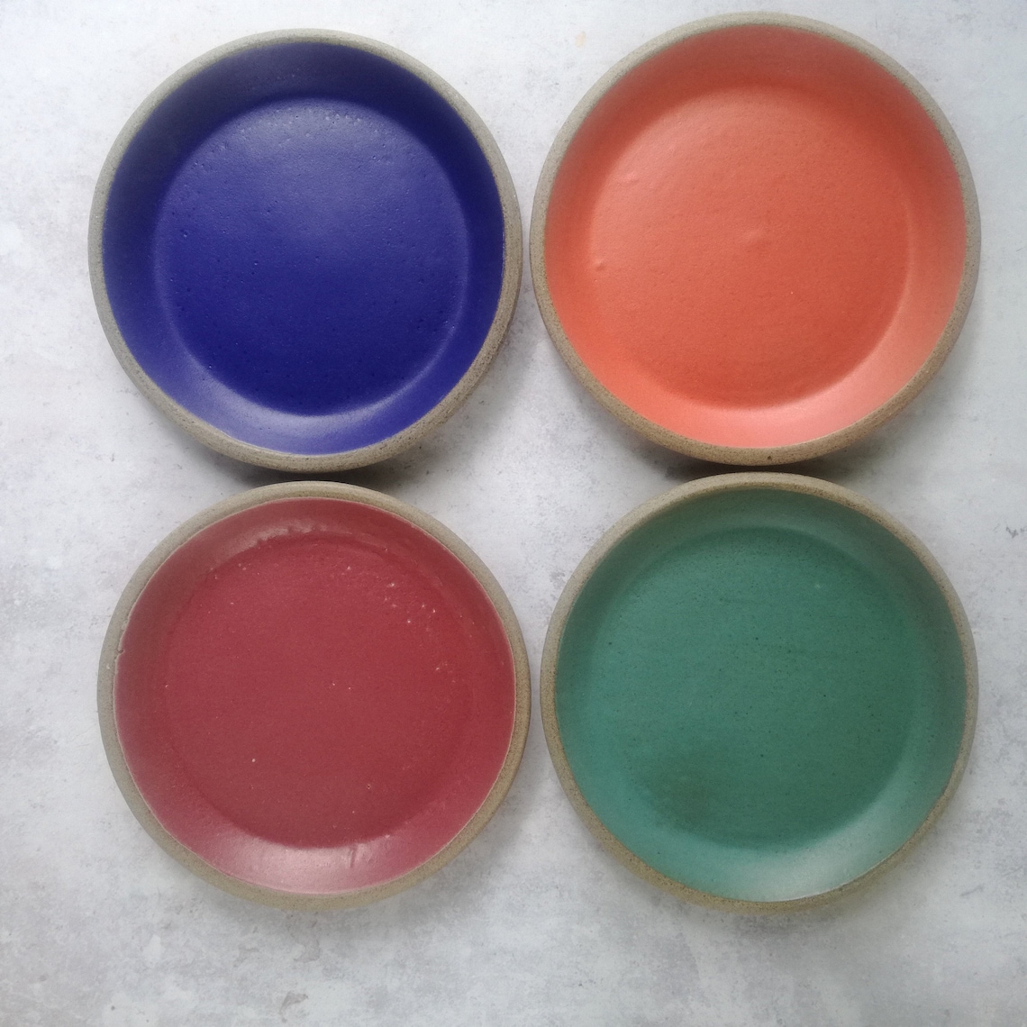Handmade plates Set of 4 different color side platesceramis Etsy