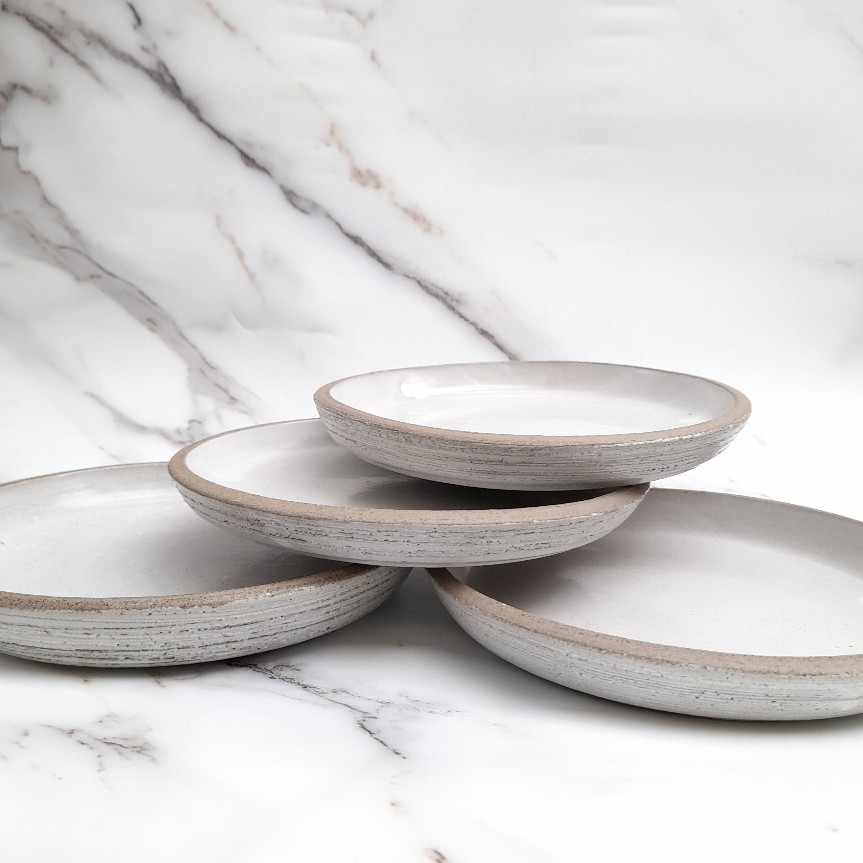 Set of 4 White side plate 18 cm Ceramic plate Pottery Etsy