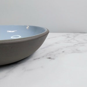 20cm Pasta Bowl, Black Clay, Light Blue Glossy bowl image 7