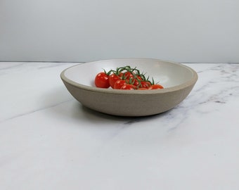 20cm Pasta Bowl , Crey Clay, White Matte bowl